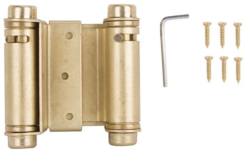 ProSource LR-024-LPS Spring Hinge, Steel, Satin Brass, Tension Pin, 180 deg Range of Motion, Screw Mounting, 12 lb