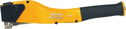 Bostitch PowerSlam PowerCrown Series PC2K Hammer Tacker, 168 Magazine, 7/16 in W Crown, 1/4 to 3/8 in L Leg, Yellow