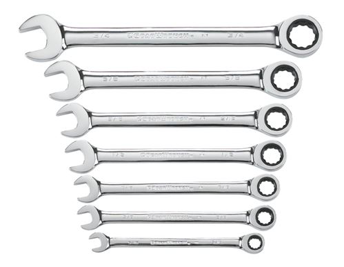 GearWrench 9317 Wrench Set, 7-Piece, Steel, Polished Chrome, Specifications: SAE Measurement
