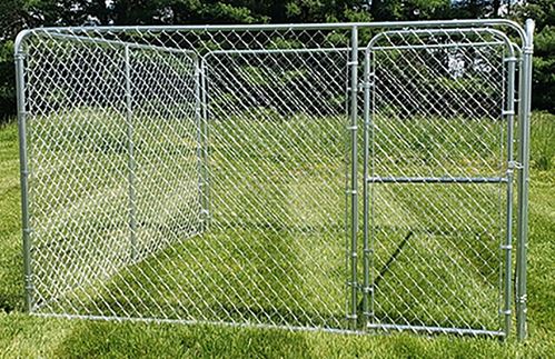 Davis Gate & Wire C-10WKRC Chain Link Dog Kennel, 10 ft OAL, 10 ft OAW, 6 ft OAH, Galvanized, 4/PK