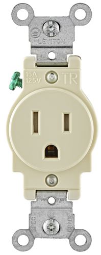 Leviton R56-T5015-0TS Single Receptacle Outlet, 2 -Pole, 125 VAC, 15 A, Side Wiring, NEMA: NEMA 5, Light Almond