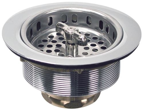 Danco 81077 Basket Strainer, 3-1/2 in Dia, Brass, Polished Stainless Steel, For: 3-1/2 in Drain Opening Sink