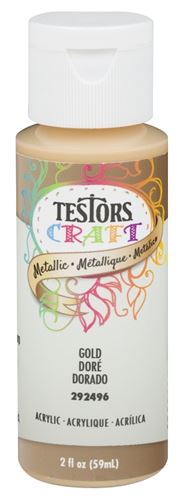 Testors 292496A Acrylic Craft Paint, Metallic, Gold, 2 oz, Bottle