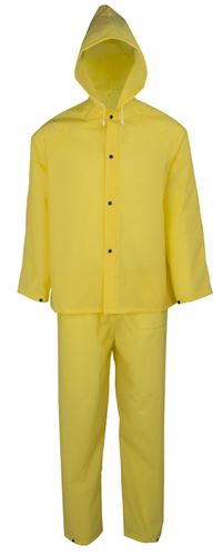 Diamondback RS2-01-XL Rain Suit, XL, 43 in Inseam, EVA, Yellow, Hooded Collar, Snap Down Storm Flap Closure