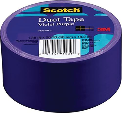 3M 920-PPL-C Duct Tape, 20 yd L, 1.88 in W, Cloth Backing, Violet Purple
