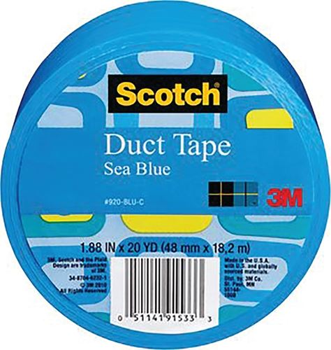 3M 920-BLU-C Duct Tape, 20 yd L, 1.88 in W, Cloth Backing, Sea Blue