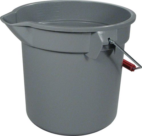 Rubbermaid Roughneck 261400GRAY Bucket with Pour Spout, 14 qt Capacity, 12 in Dia, Polyethylene, Gray, Pack of 6