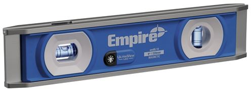 Empire True Blue e95 UltraView Series EM95.10 Magnetic Torpedo Level, 9 in L, 2-Vial, Magnetic, Aluminum, Blue