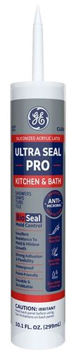 GE MAKB310CR Ultra-Seal Pro Caulk, Clear, 24 hr Curing, 40 to 100 deg F, 10.1 oz Cartridge, Pack of 12