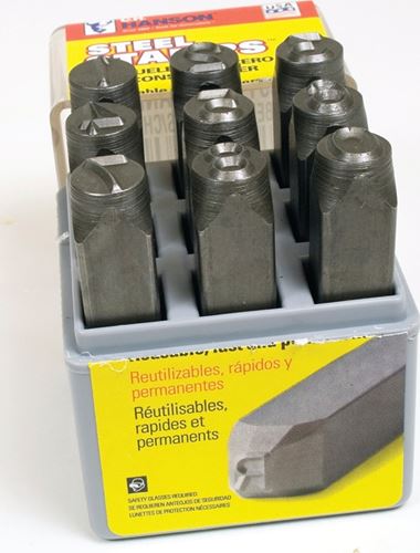 CH Hanson 20541 Number Stamp Set, 9-Piece, Steel, Specifications: 1/8 in Character, 1/4 x 2-3/8 in Shank