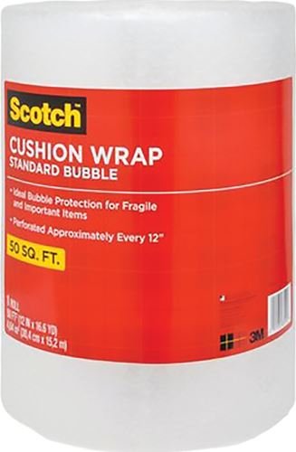 Scotch 7954 Cushion Wrap, 50 ft L, 12 in W, Nylon/Polyethylene, Clear