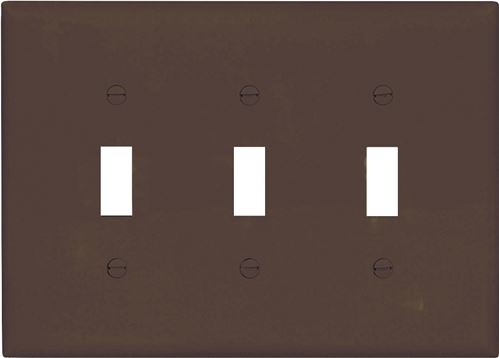Eaton Wiring Devices PJ3B Wallplate, 4-7/8 in L, 6.37 in W, 3 -Gang, Polycarbonate, Brown, High-Gloss, Pack of 15