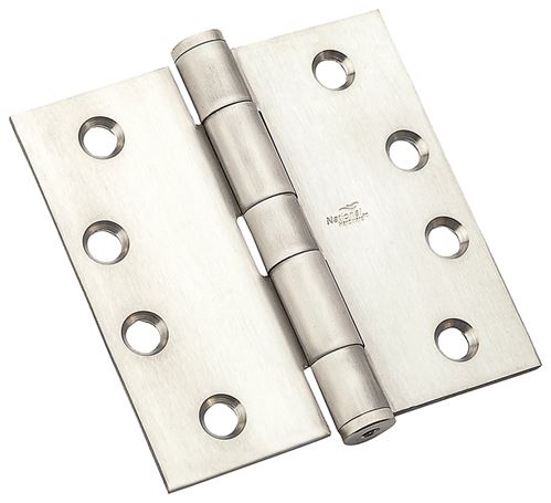 National Hardware 191 Series N236-150 Standard Weight Template Hinge, 4 in H Frame Leaf, Steel, Satin Stainless Steel