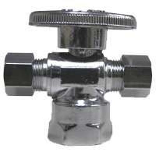 Plumb Pak PP20127LF/PBWT113 Shut-Off Valve, 1/2 x 3/8 x 3/8 in Connection, FIP x Compression x Compression, Brass Body