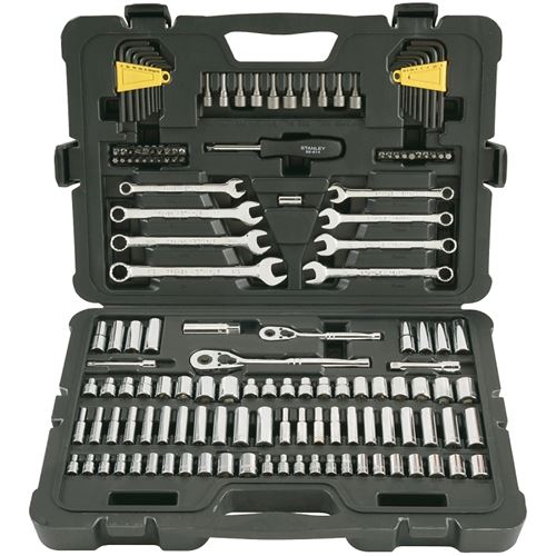 Stanley COLORmaxx Series STMT71653 Mechanics Tool Set, 145-Piece, Chrome Vanadium Steel, Chrome, Silver