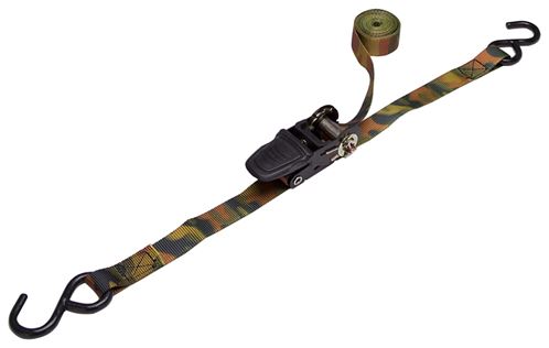 ProSource FH64052-CAMO Tie-Down, 4-Pk, 1 in W, 10 ft L, Polyester Webbing, Metal Ratchet, Camouflage, 400 lb, Pack of 6