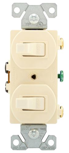 Eaton Wiring Devices 271LA Combination Toggle Switch, 15 A, 120/277 V, Screw Terminal, Steel Housing Material, Pack of 10