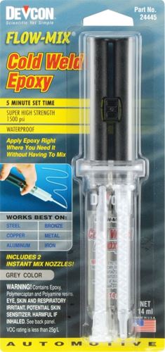 Devcon 24445 Cold Weld Epoxy, Black, Liquid, 0.47 oz, Syringe, Pack of 6