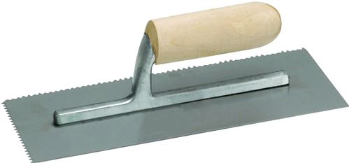 QLT 971 Trowel, 11 in L, 4-1/2 in W, V Notch, Straight Handle