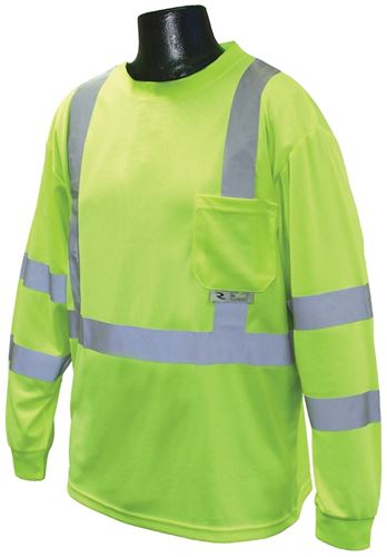 Radians ST21-3PGS-M Safety T-Shirt, M, Polyester, Green, Long Sleeve, Pullover