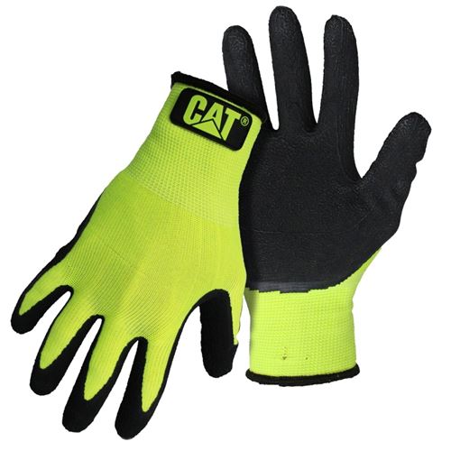 GLOVES LATEX PALM HIVIS GRN L