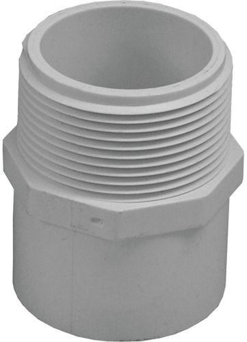 IPEX 435593 Pressure Pipe Adapter, 1-1/2 x 1-1/4 in, Slip x MPT, PVC, White, SCH 40 Schedule, 330 psi Pressure