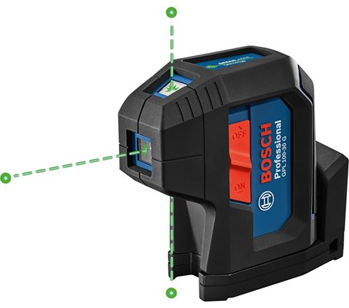 Bosch GPL100-30G Three-Point Alignment Laser Level, 125 ft, +/-1/8 in at 30 ft Accuracy, 2-Beam, Green Laser
