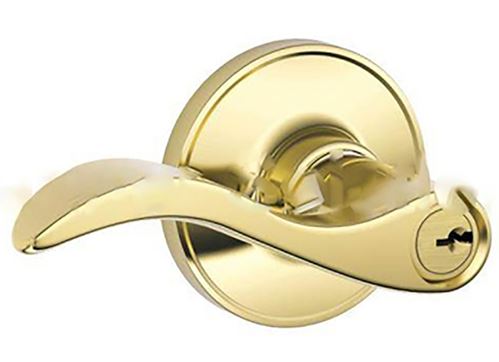 Schlage J Series J54 V SEV 605 Entry Lever, Mechanical Lock, Bright Brass, Metal, Residential, 3 Grade