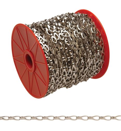 Campbell 0713027 Sash Chain, 3, 82 ft L, 25 lb Working Load, Steel, Chrome