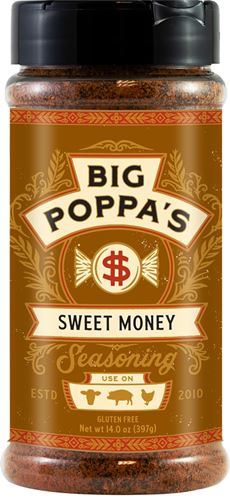 Big Poppa's OW86400-C BBQ Rub, Sweet Money Flavor, 14 oz Shaker