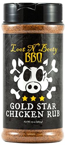 Loot N' Booty BBQ OW88251 Gold Star Chicken Rub, 13 oz, Bottle