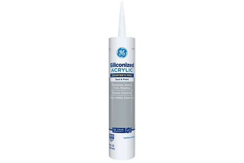 GE Painter's Pro Siliconized Acrylic 2874436 Caulk, White, 2 to 7 days Curing, 10 fl-oz Cartridge, Pack of 12