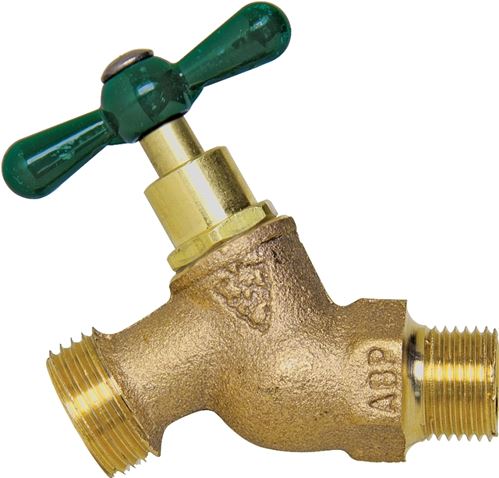 arrowhead 251LF Straight Hose Bibb, 1/2 x 3/4 in Connection, MIP x Male Hose Thread, 125 psi Pressure, Bronze Alloy Body