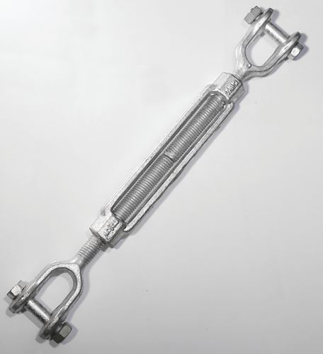 BARON 19-5/8X9 Turnbuckle, 3500 lb Working Load, 5/8 in Thread, Jaw, Jaw, 9 in L Take-Up, Galvanized Steel