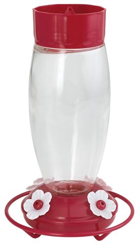 Stokes Select 38105 Deluxe Bird Feeder, 30 oz, 4-Port/Perch, Glass/Plastic, Red, 10.6 in H