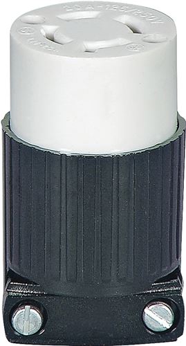 Eaton Wiring Devices L1420C Twist Lock Connector, 3 -Pole, 20 A, 125/250 V, NEMA: NEMA L14-20, Black/White