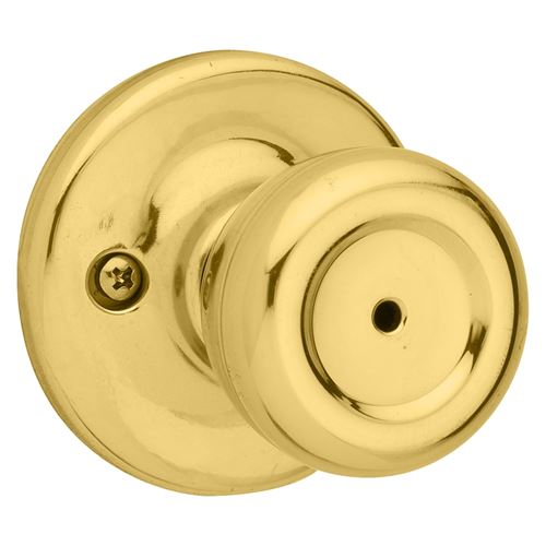 Kwikset 300M 3 CP 7/8 RFL RCS Privacy Lockset, Polished Brass, Reversible Hand, For: Bedroom and Bathroom Doors