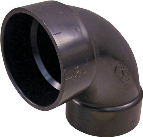 Canplas 102252LBC Sanitary Pipe Elbow, 2 in, Hub, 90 deg Angle, ABS, Black