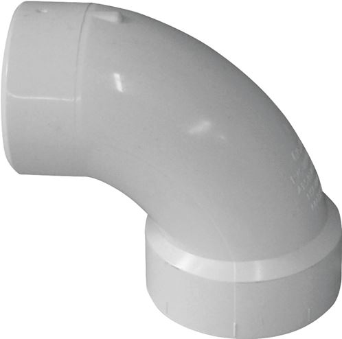 IPEX 192452L Pipe Elbow, 2 in, Spigot x Hub, 90 deg Angle, PVC, White, SCH 40 Schedule