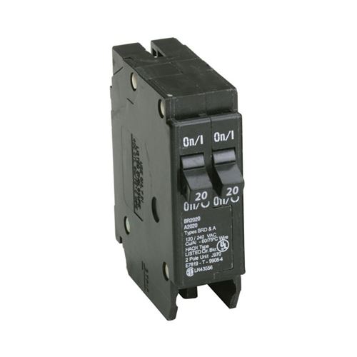 Cutler-Hammer BR2020 Circuit Breaker, Duplex, Type BR, 20 A, 2 -Pole, 120/240 V, Plug Mounting