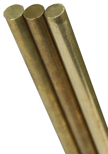 K & S 1166 Decorative Metal Rod, 5/16 in Dia, 36 in L, 260 Brass, 260 Grade, Pack of 3