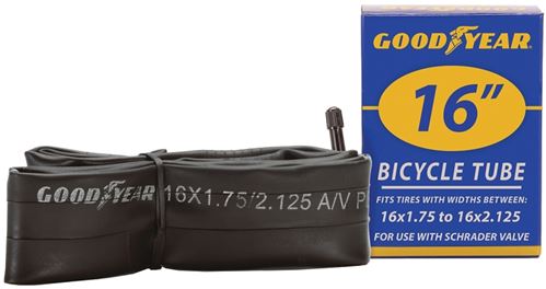 Kent 91075 Bicycle Tube, Butyl Rubber, Black, For: 16 x 1-3/4 in to 2-1/8 in W Bicycle Tires