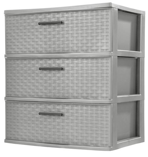 Sterilite Weave 25306A01 Drawer Unit, 3-Drawer, Plastic, 21-7/8 in OAW, 24 in OAH, 15-7/8 in OAD