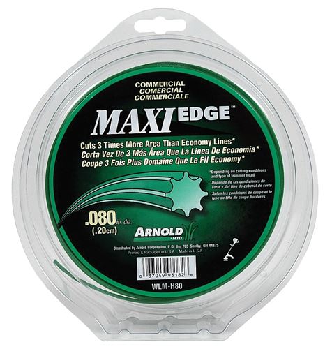 ARNOLD Maxi Edge WLM-H80 Trimmer Line, 0.080 in Dia, 140 ft L, Polymer, Green