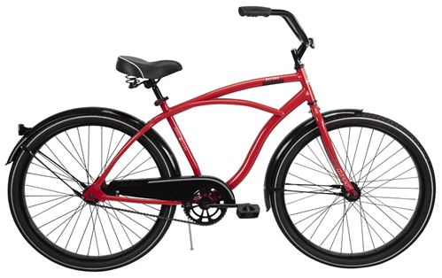Huffy Men's Cruiser Bicycle, Steel Frame, Rear Coaster Brake, 26 in Dia Wheel, Crimson