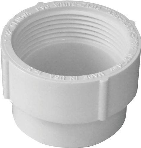 Canplas 193701S Cleanout Adapter, 1-1/2 in, Spigot x FNPT, PVC, White