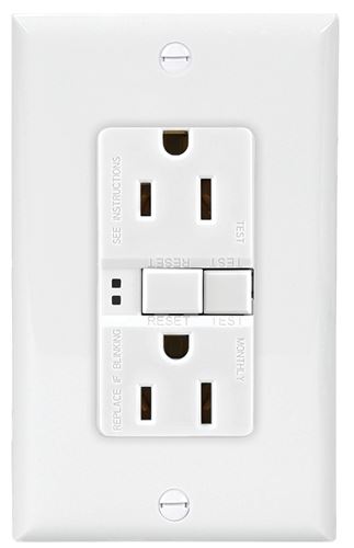 Eaton Wiring Devices SGF15W-SP GFCI Duplex Receptacle, 2 -Pole, 15 A, 125 V, Back, Side Wiring, NEMA: 5-15R, White