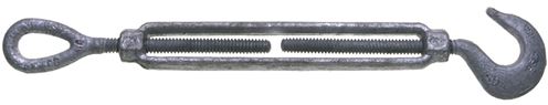 BARON 16-5/8X6 Turnbuckle, 2250 lb Working Load, 5/8 in Thread, Hook, Eye, 6 in L Take-Up, Galvanized Steel