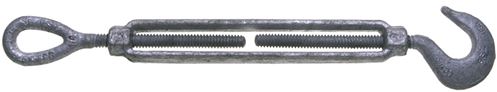 BARON 16-1/2X12 Turnbuckle, 1500 lb Working Load, 1/2 in Thread, Hook, Eye, 12 in L Take-Up, Galvanized Steel