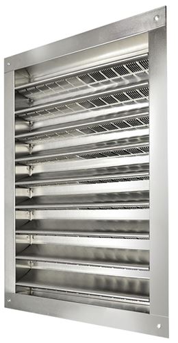 Master Flow DA1424 Dual Louver, 26-3/8 in L, 16-1/2 in W, Aluminum, Silver, Mill